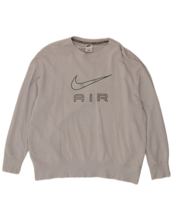 Nike feminino gráfico moletom jumper UK 14 médio cinza algodão