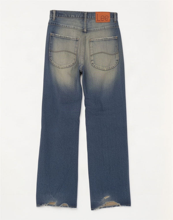 Lee Mens Distressed Acid Wash Loose Jeans W30 L32 Algodão Azul