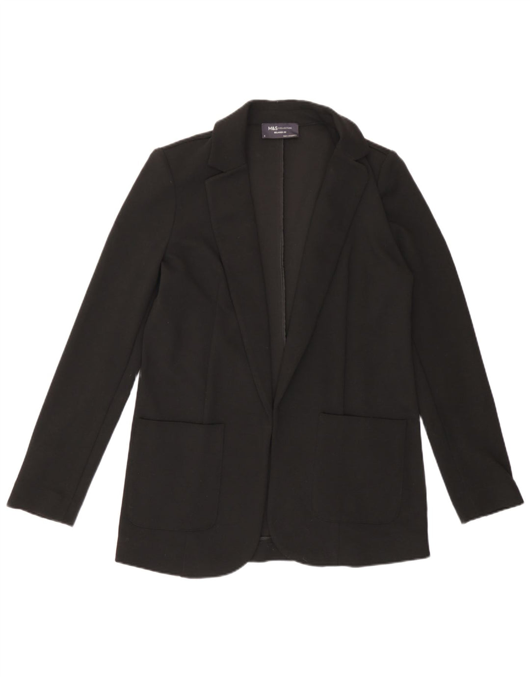 Jaqueta blazer feminina aberta e relaxada da Marks & Spencer Reino Unido 8 pequena preta