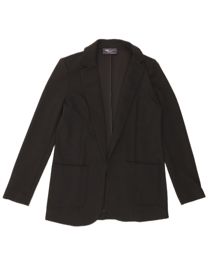 Jaqueta blazer feminina aberta e relaxada da Marks & Spencer Reino Unido 8 pequena preta