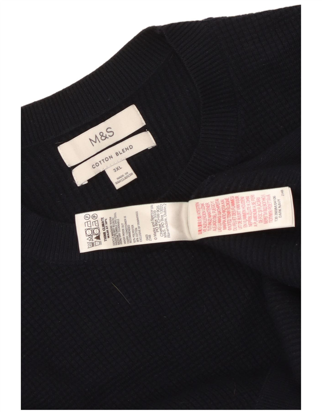 Suéter masculino Marks & Spencer com gola redonda 3XL poliéster azul marinho