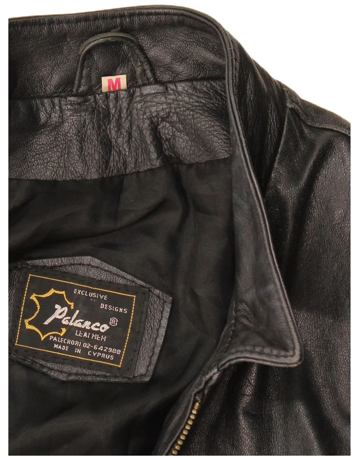 Jaqueta feminina de couro vintage VINTAGE Reino Unido 14 couro preto médio