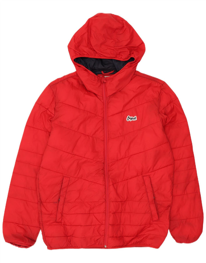 Jaqueta masculina acolchoada com capuz JACK & JONES Reino Unido 40 grande vermelha