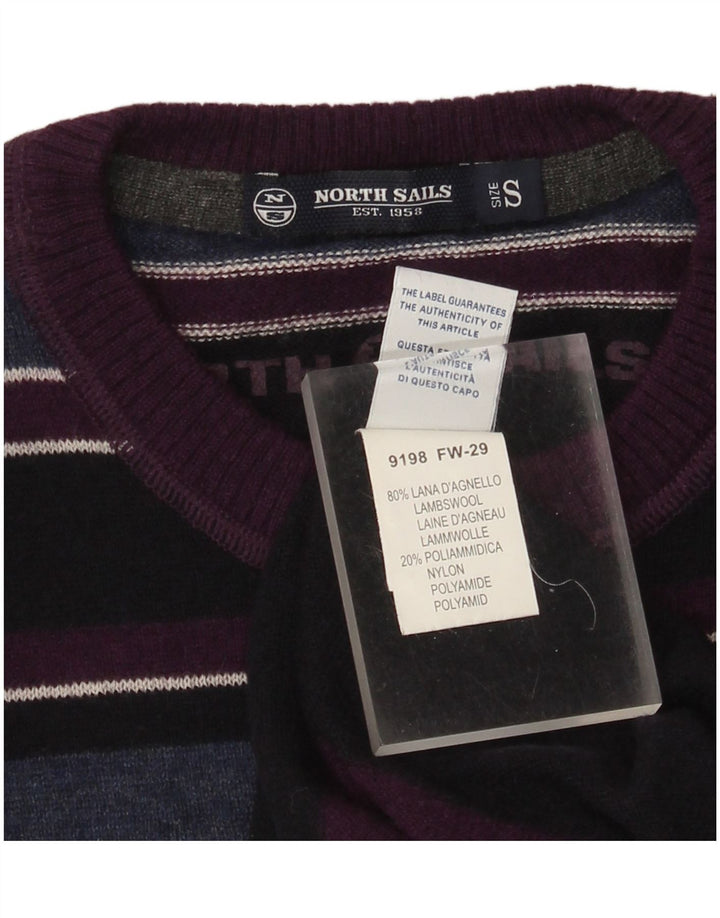 Suéter masculino North Sails com gola redonda, pequeno de lã listrada multicolorida