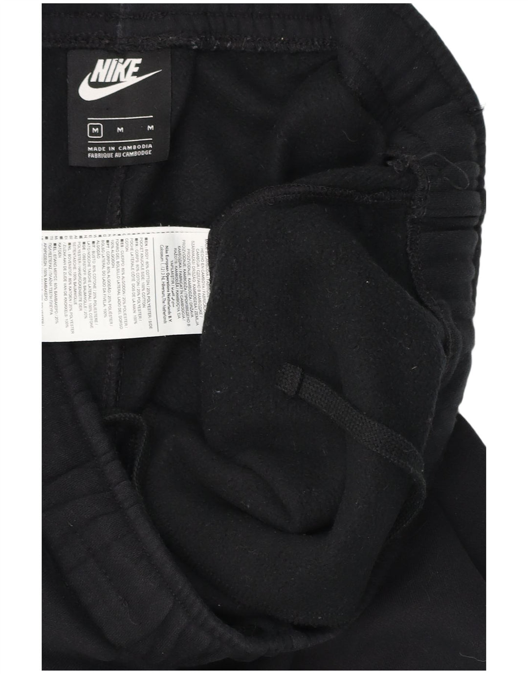 Calça de treino masculina Nike joggers médio preto colorblock algodão