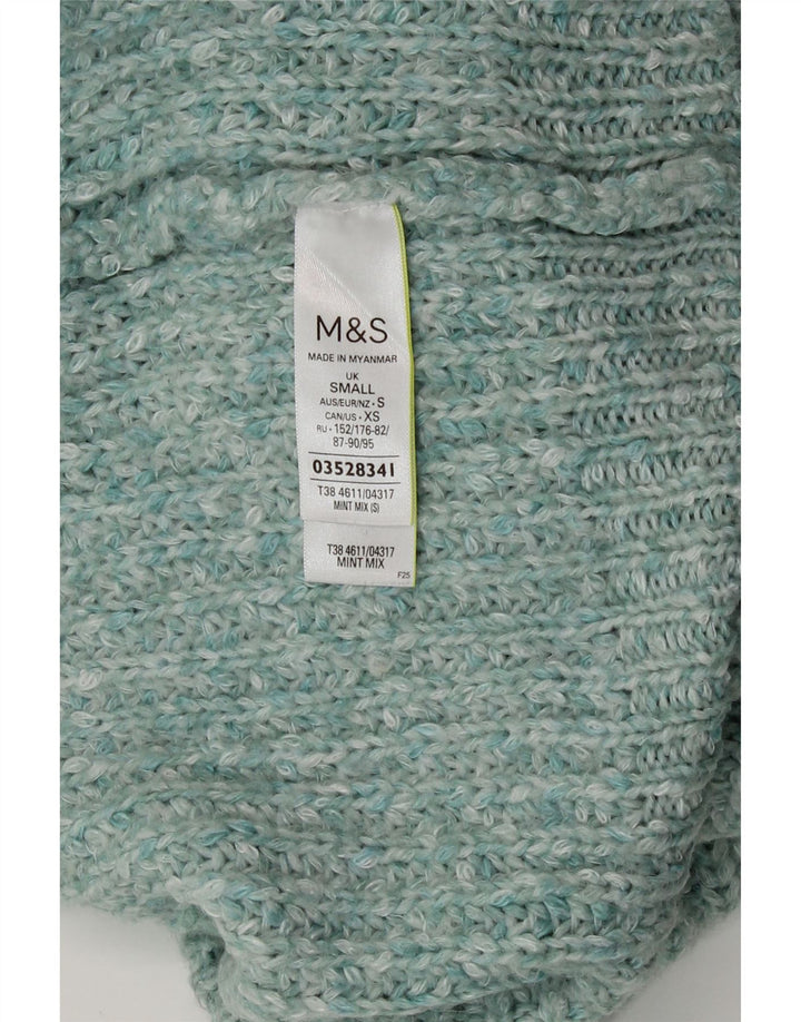 Suéter feminino Marks & Spencer com gola tartaruga Reino Unido 10 pequeno turquesa