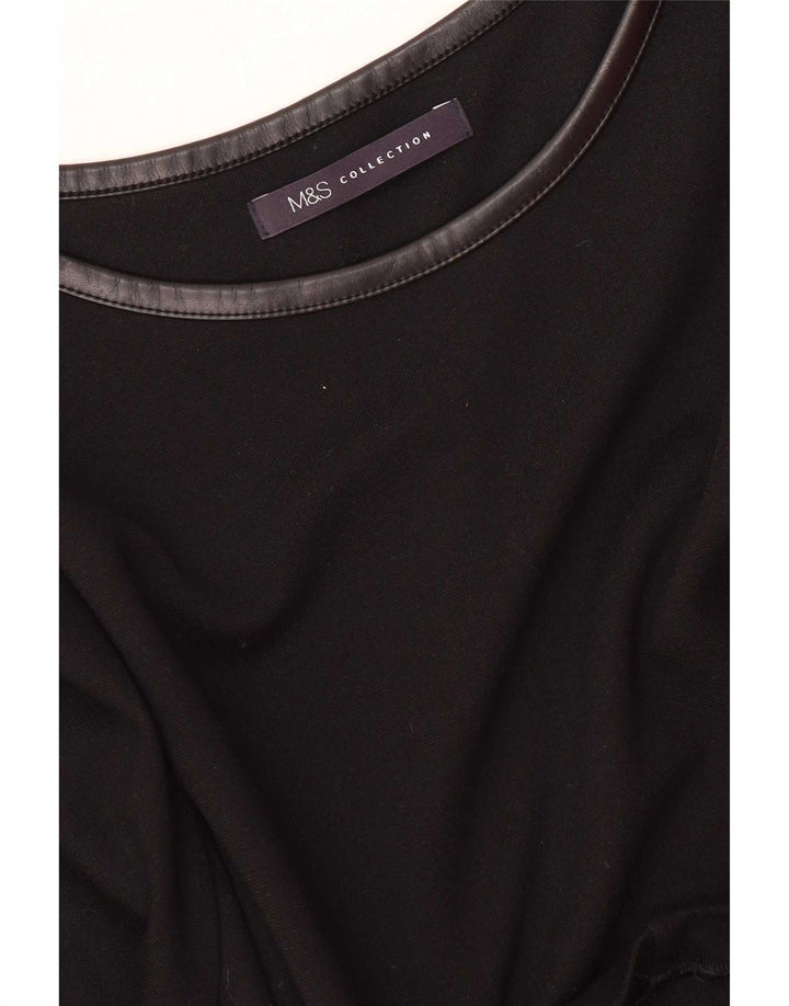 Vestido feminino de manga comprida Marks & Spencer Reino Unido 16 grande preto