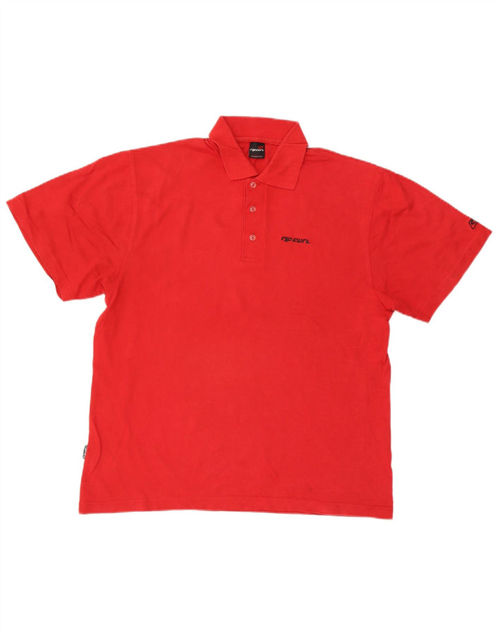 Camisa polo masculina Rip Curl pequena de algodão vermelho