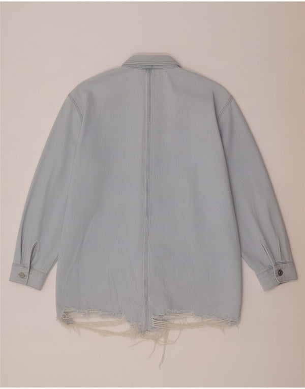 Camisa jeans oversized feminina Zara Reino Unido 14 azul médio