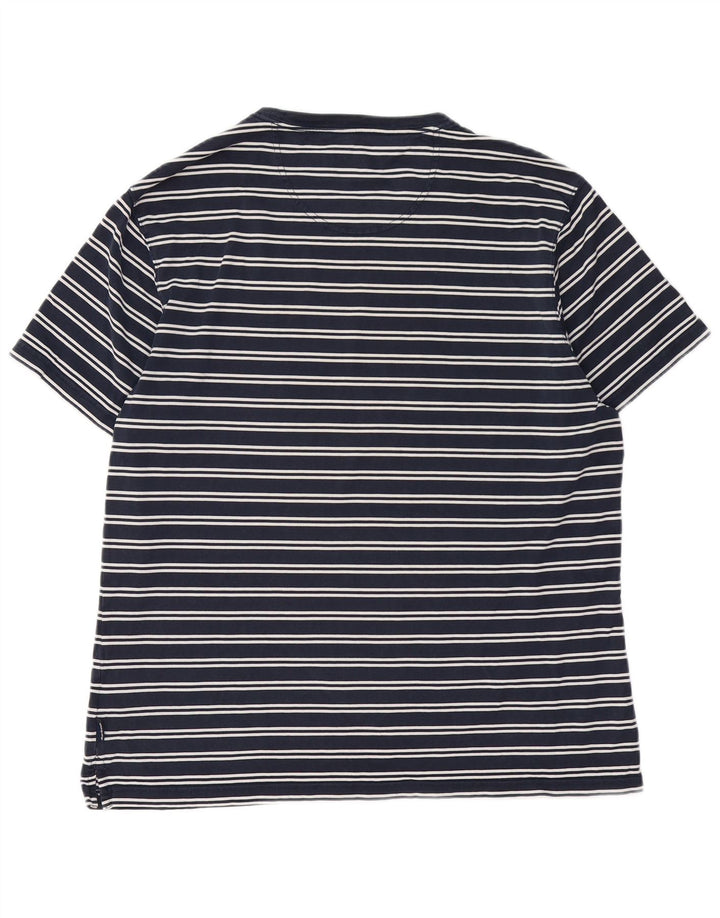 Camiseta masculina Barbour grande algodão listrado azul marinho