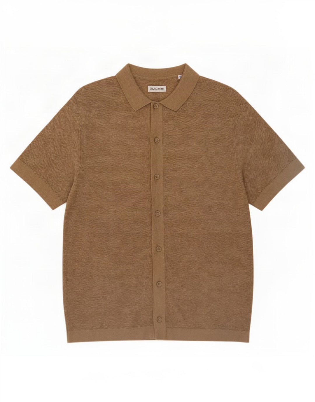 Camisa masculina de manga curta Jack & Jones algodão bege médio