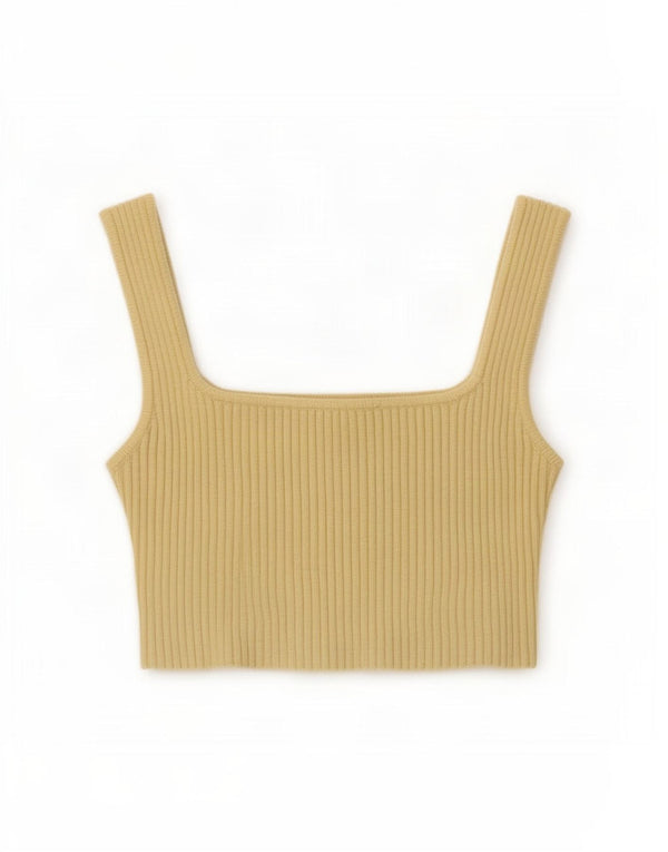 Zara Top curto sem mangas feminino UK 14 grande viscose amarela