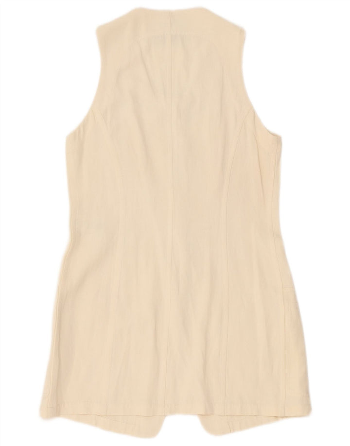 Jaqueta blazer feminina Donna Karan Longline 5 botões Reino Unido 12 médio off white