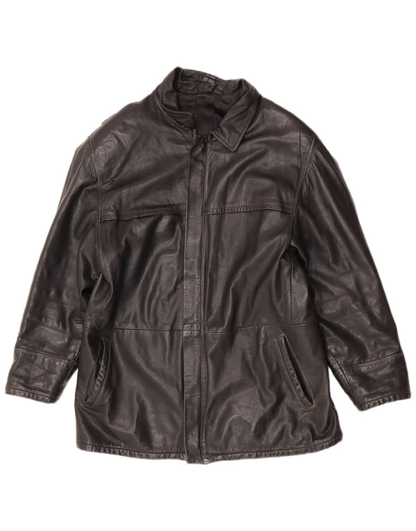Jaqueta de couro masculina vintage UK 40 grande preta