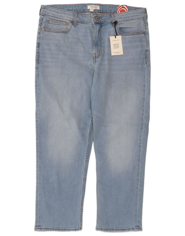 White Stuff Jeans feminino cortado reto Reino Unido 16 grande W36 L25 algodão azul