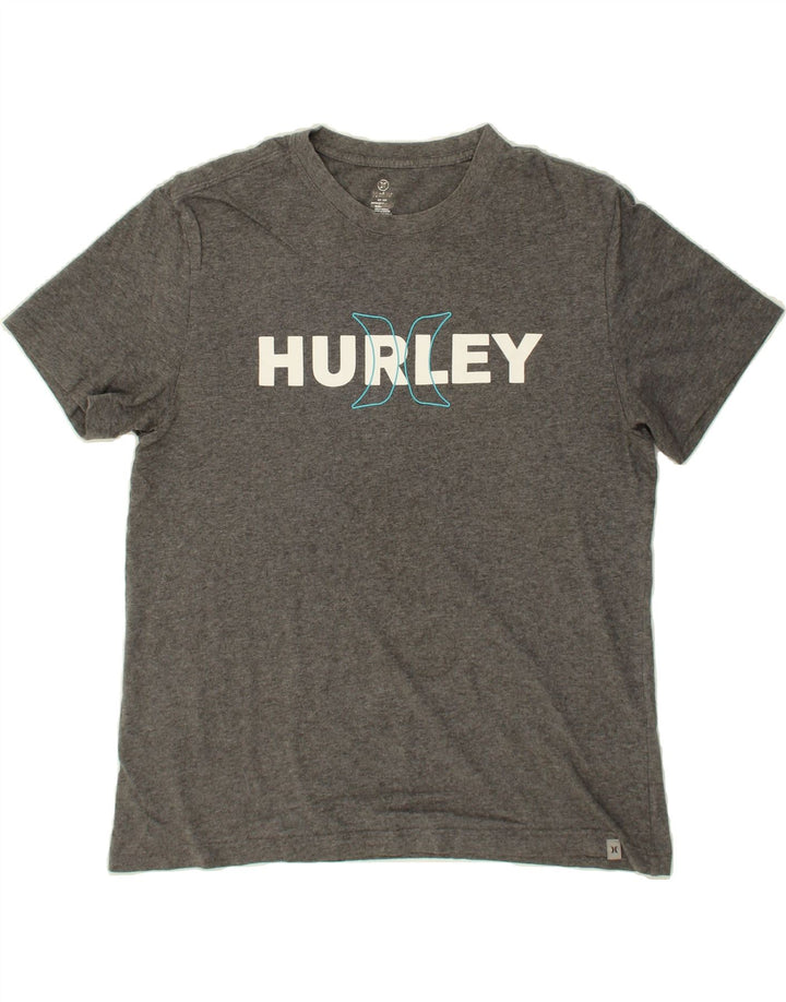 HURLEY Mens Graphic T-Shirt Top Medium Grey Vintage Hurley and Second-Hand Hurley from Messina Hembry 