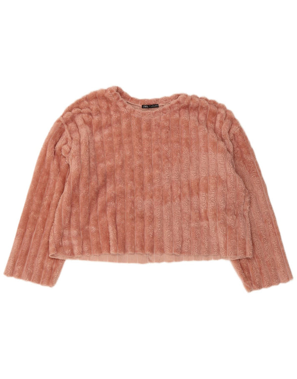 Zara Womens Crop Oversized Sweatshirt Jumper Reino Unido 16 Grande Poliéster Rosa