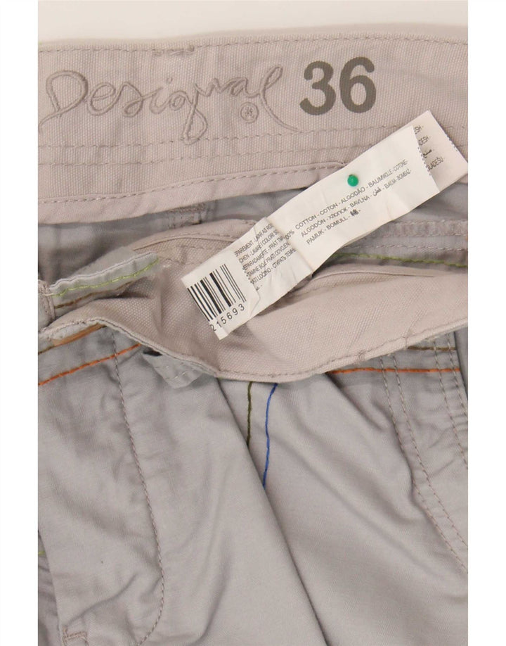 Desigual Shorts Cargo Masculino Gráfico W36 Grande Algodão Xadrez Cinza