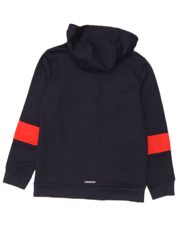 Suéter com capuz Adidas Boys Aeroready Zip 9-10 anos azul marinho bloco colorido