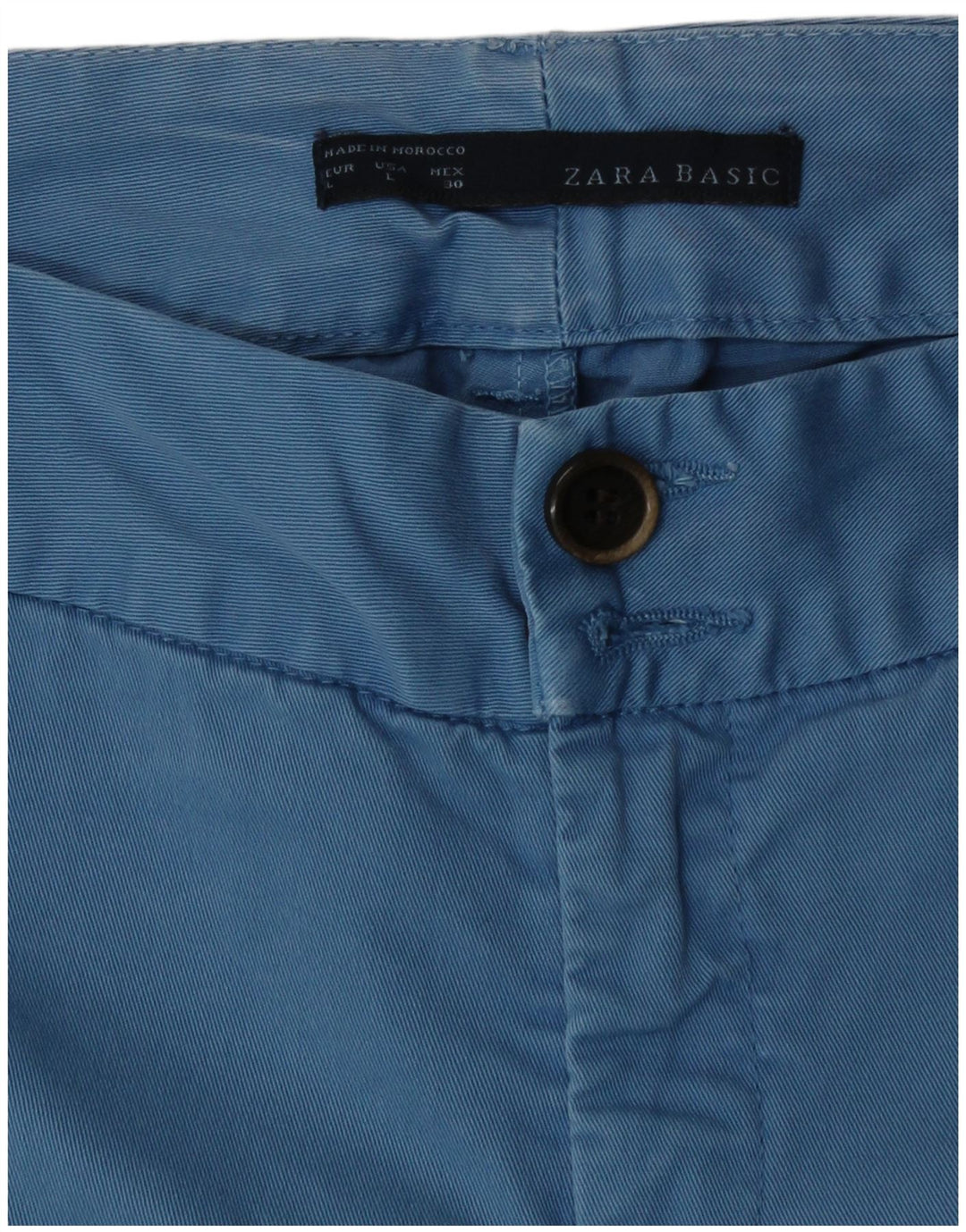 Zara Womens Chino Shorts Grande W30 Algodão Azul