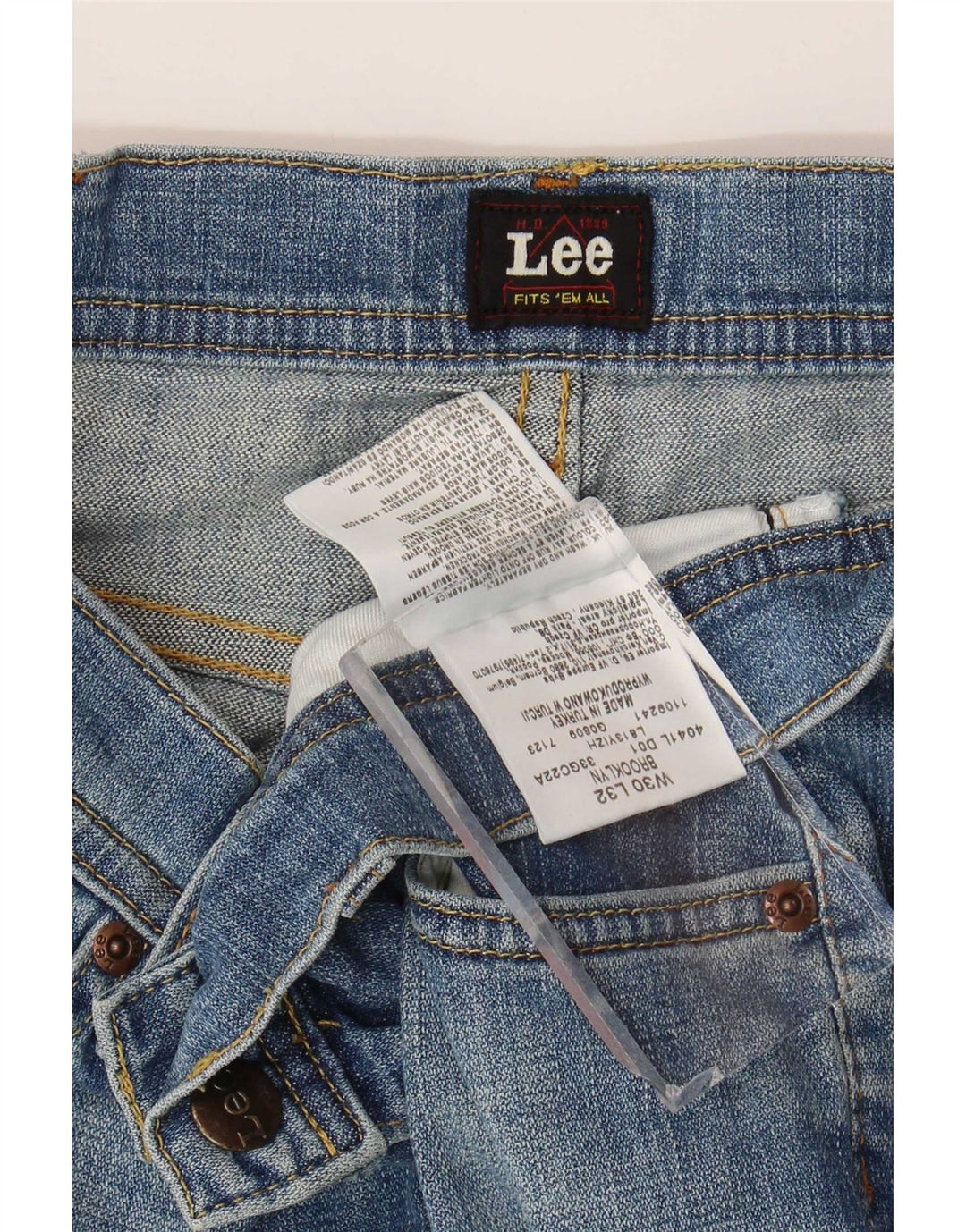 Lee Mens Brooklyn Straight Jeans W30 L32 Azul Algodão