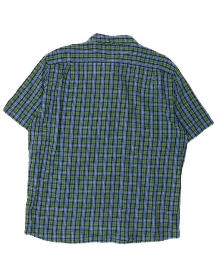 Camisa masculina de manga curta L.L.BEAN grande algodão xadrez verde