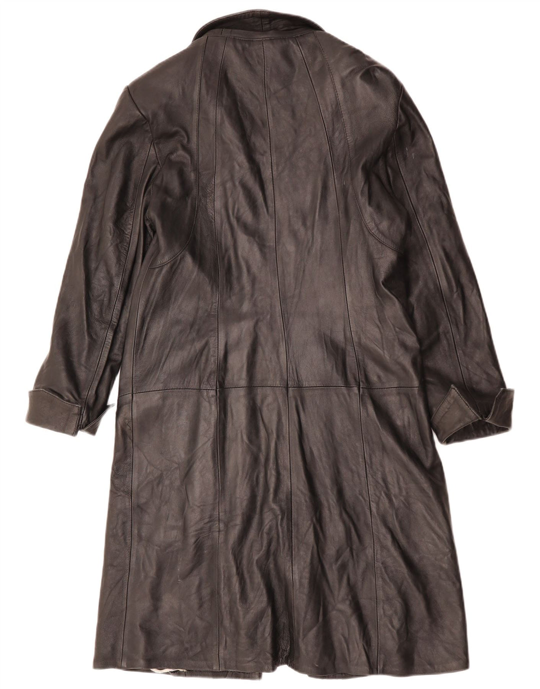 Casaco de couro feminino vintage Reino Unido 12 couro preto médio