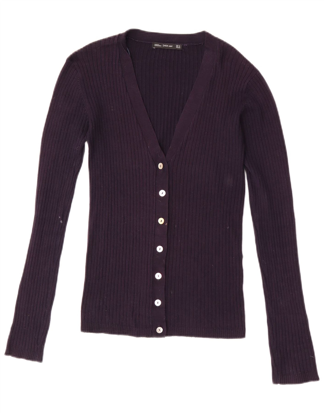 Suéter cardigã feminino Zara Reino Unido 12 roxo médio