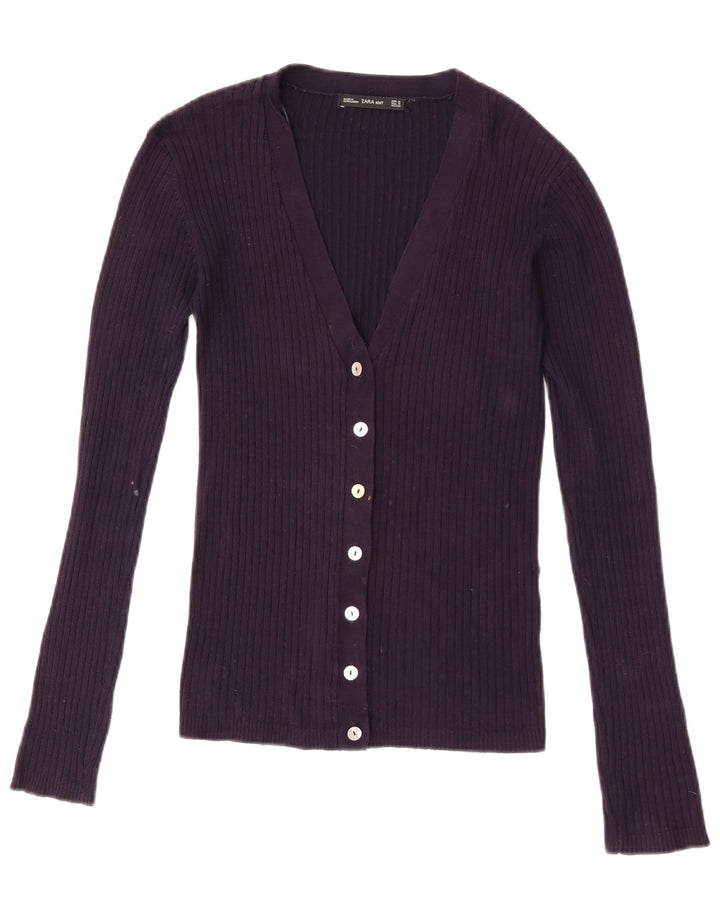 Suéter cardigã feminino Zara Reino Unido 12 roxo médio