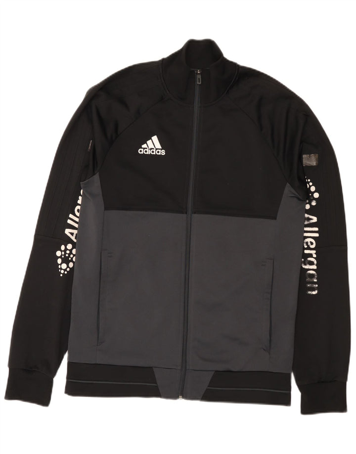 Adidas Mens Graphic Tracksuit Top Jacket Pequeno Preto Colorblock Poliéster