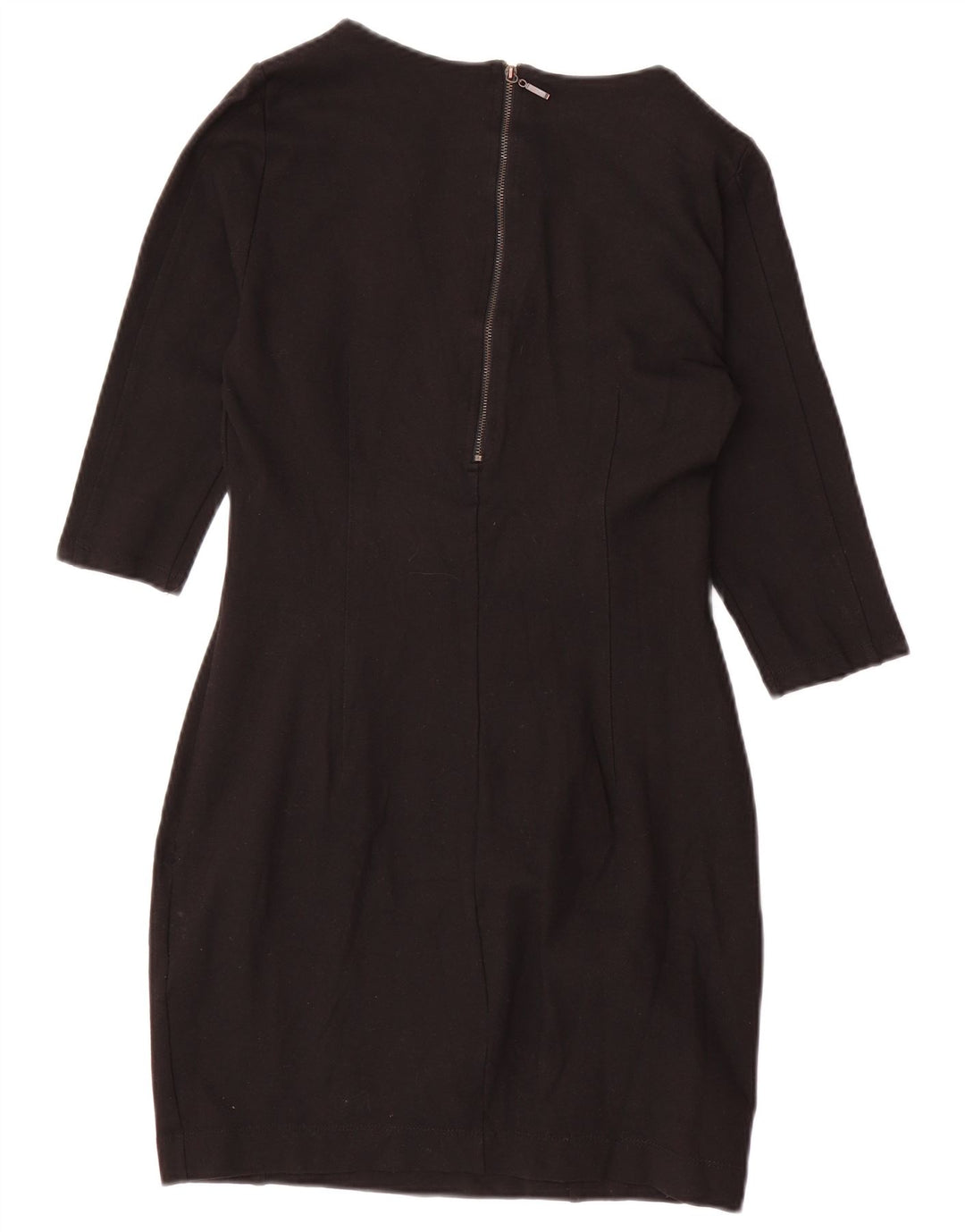 Zara Vestido feminino manga 3/4 com bainha UK 18 XL preto poliéster