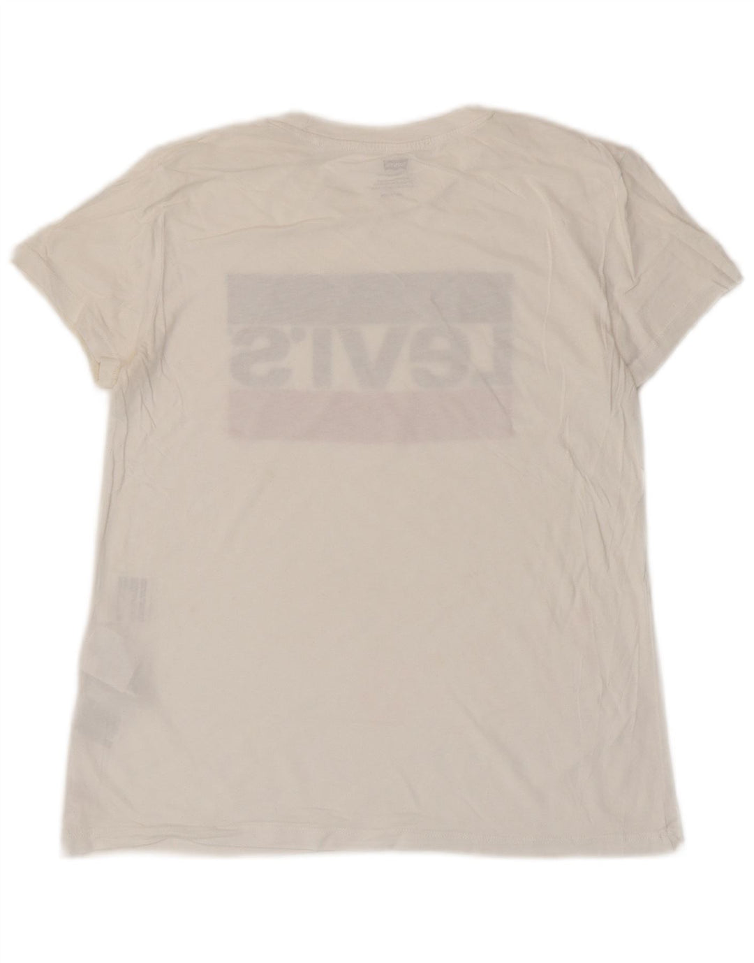 Camiseta feminina estampada grande da LEVI'S Reino Unido 6 XS algodão branco
