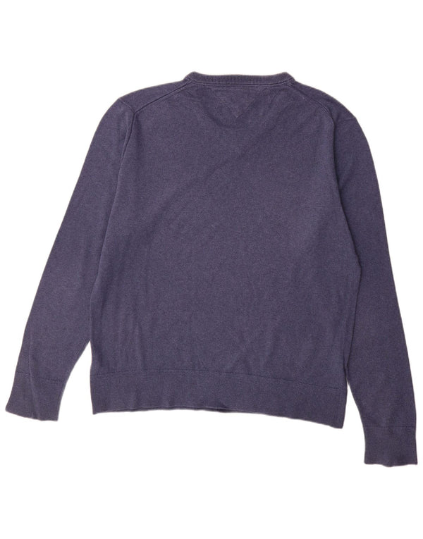 Suéter masculino Tommy Hilfiger com decote em V 2XL algodão azul marinho