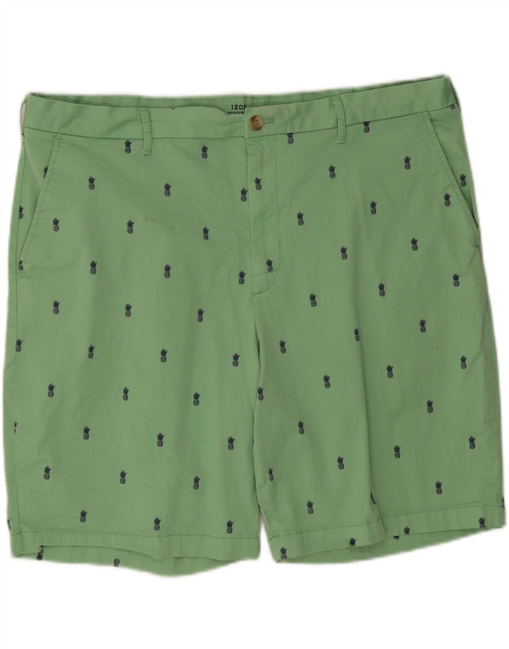 IZOD Mens Chino Shorts W42 2XL Green Spotted Cotton Vintage Izod and Second-Hand Izod from Messina Hembry 