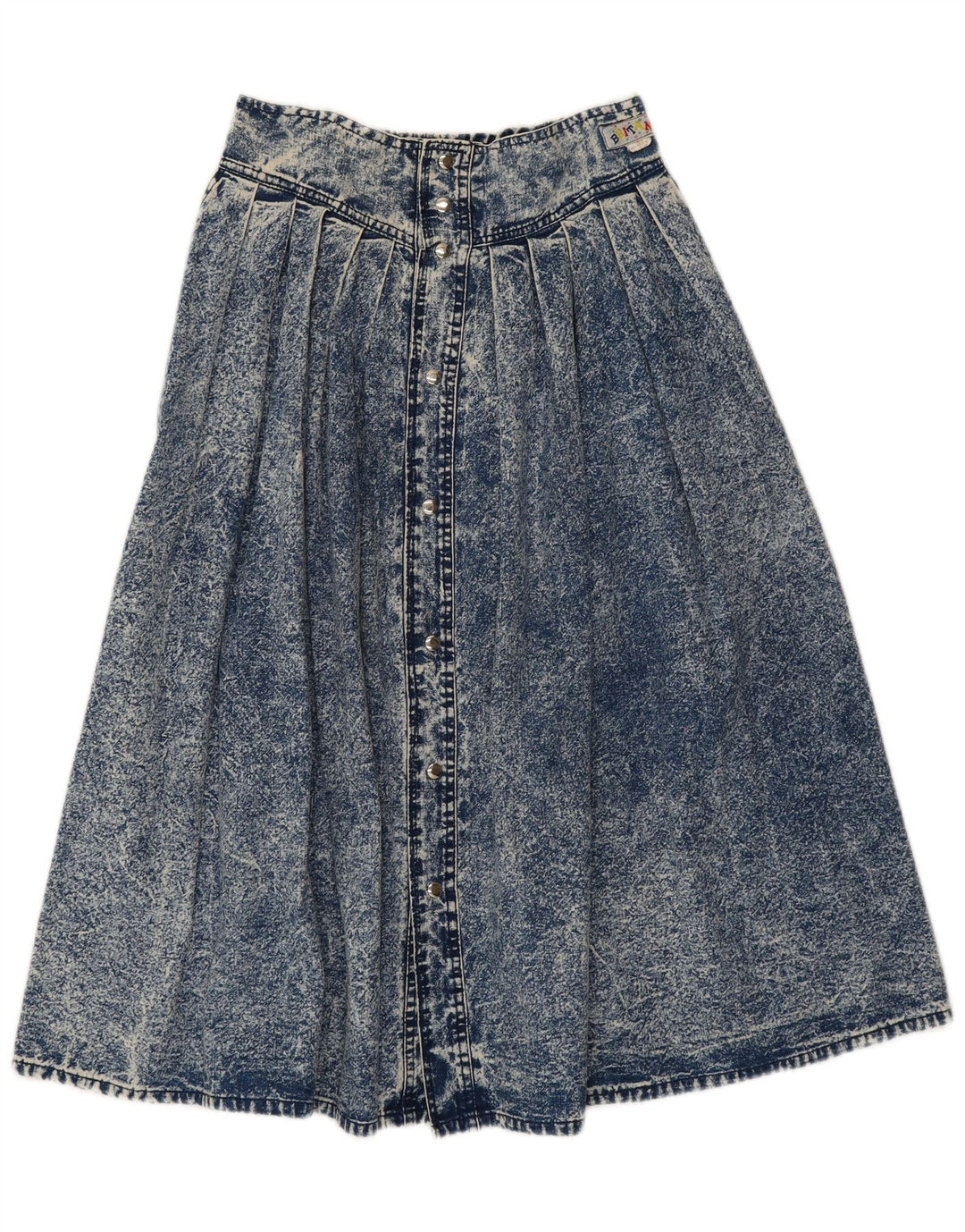 Saia jeans midi feminina vintage W28 algodão azul médio