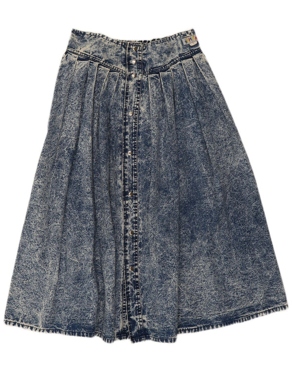 Saia jeans midi feminina vintage W28 algodão azul médio