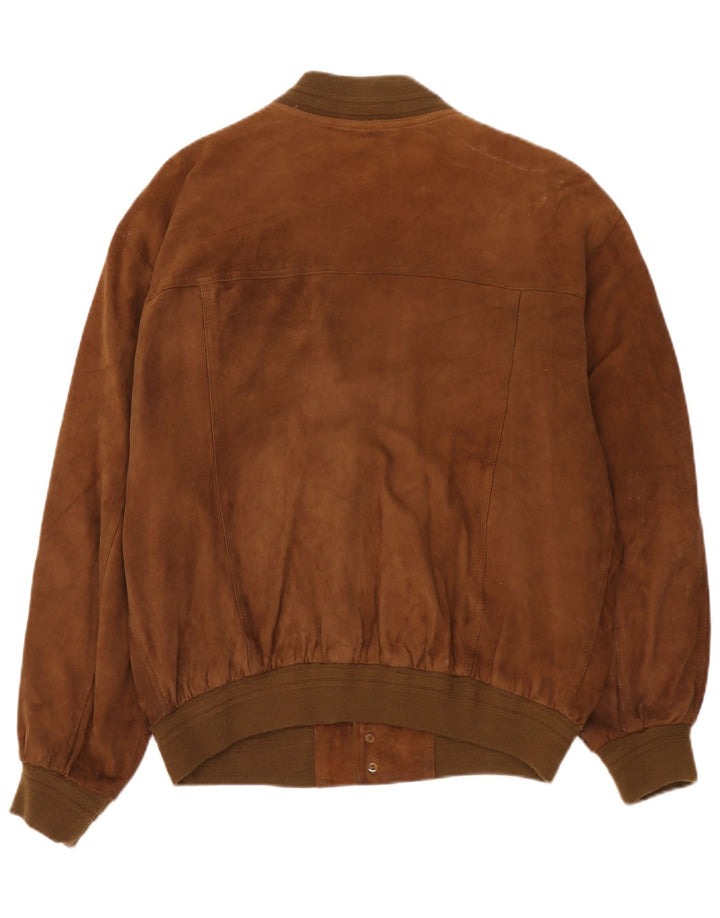 Jaqueta bomber masculina vintage de camurça IT 54 2XL couro marrom