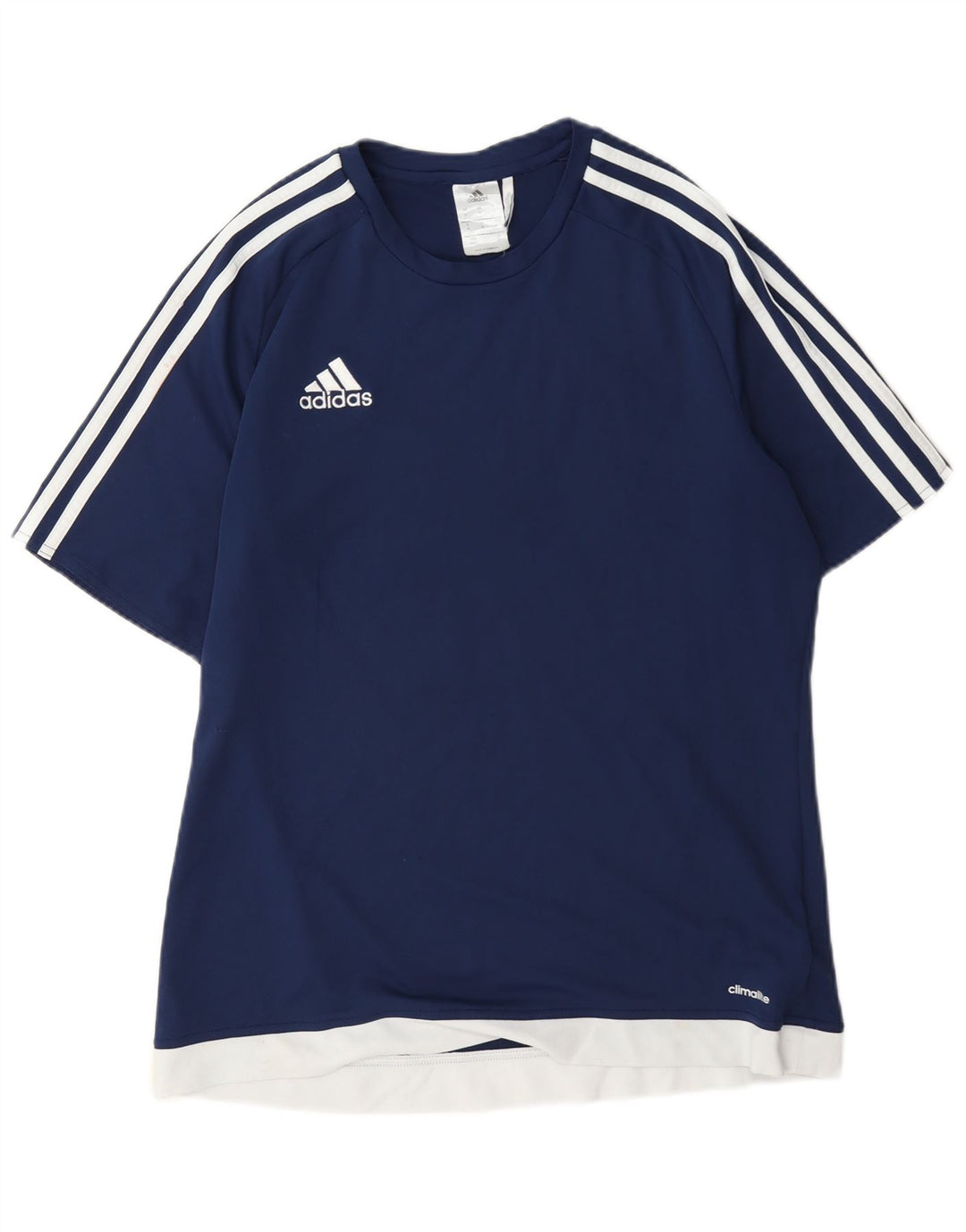Adidas Masculino Climalite Camiseta Top Médio Azul Marinho Colorblock Poliéster
