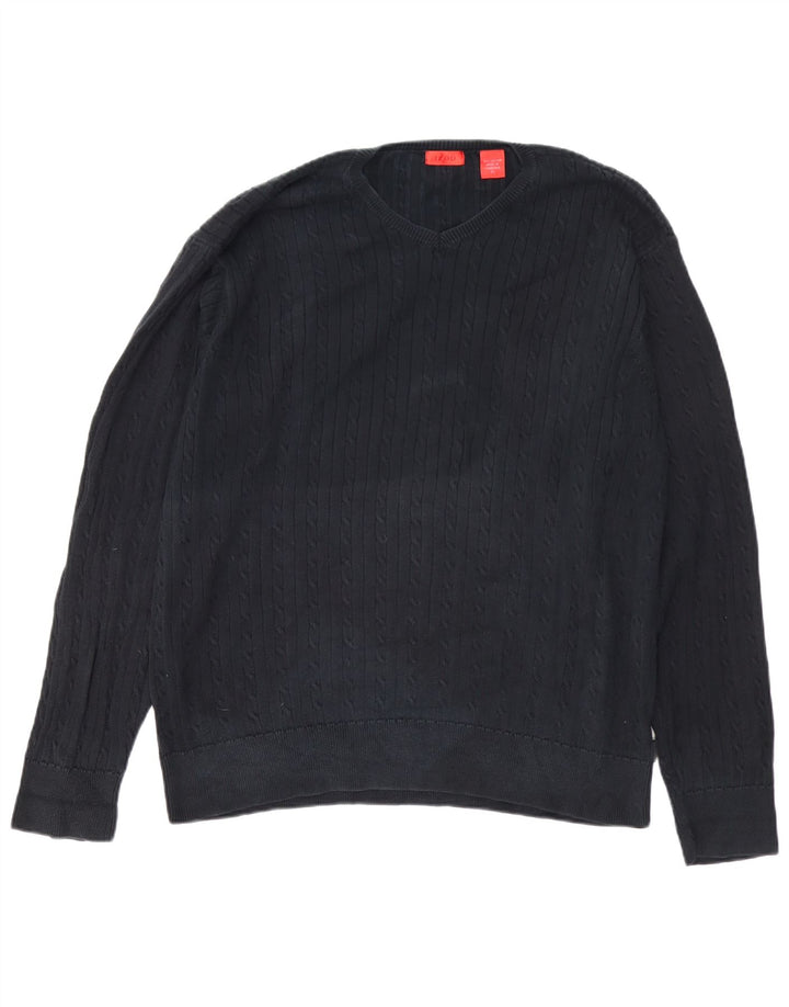 Suéter masculino IZOD com decote em V XL algodão preto
