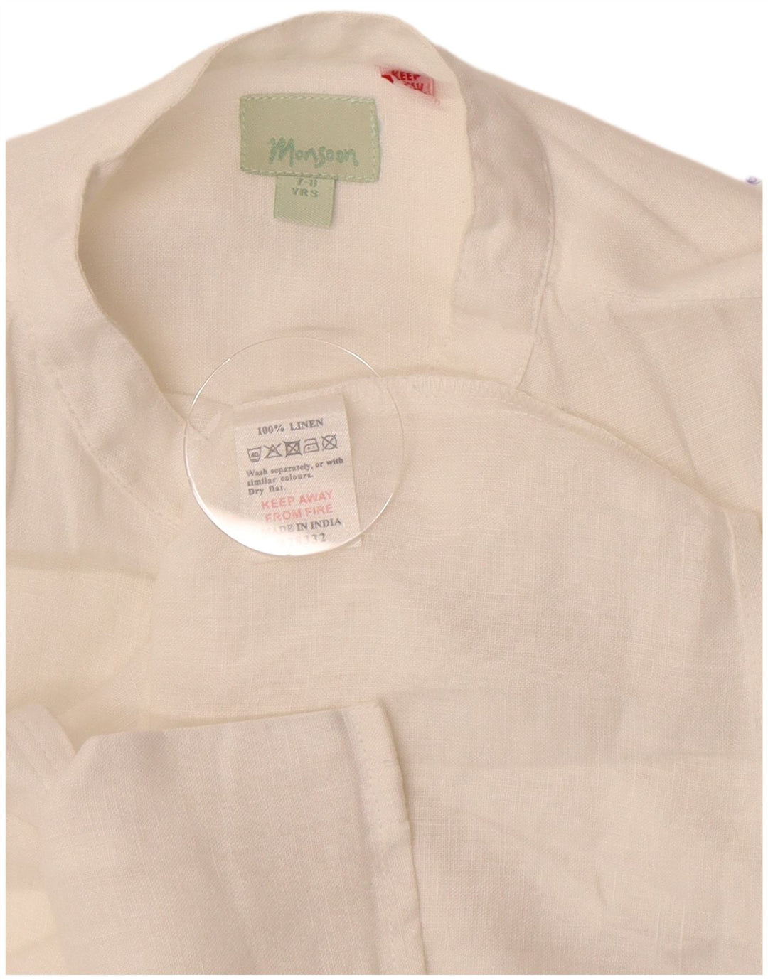 Camisa Monsoon Boys 7-8 Anos Linho Branco