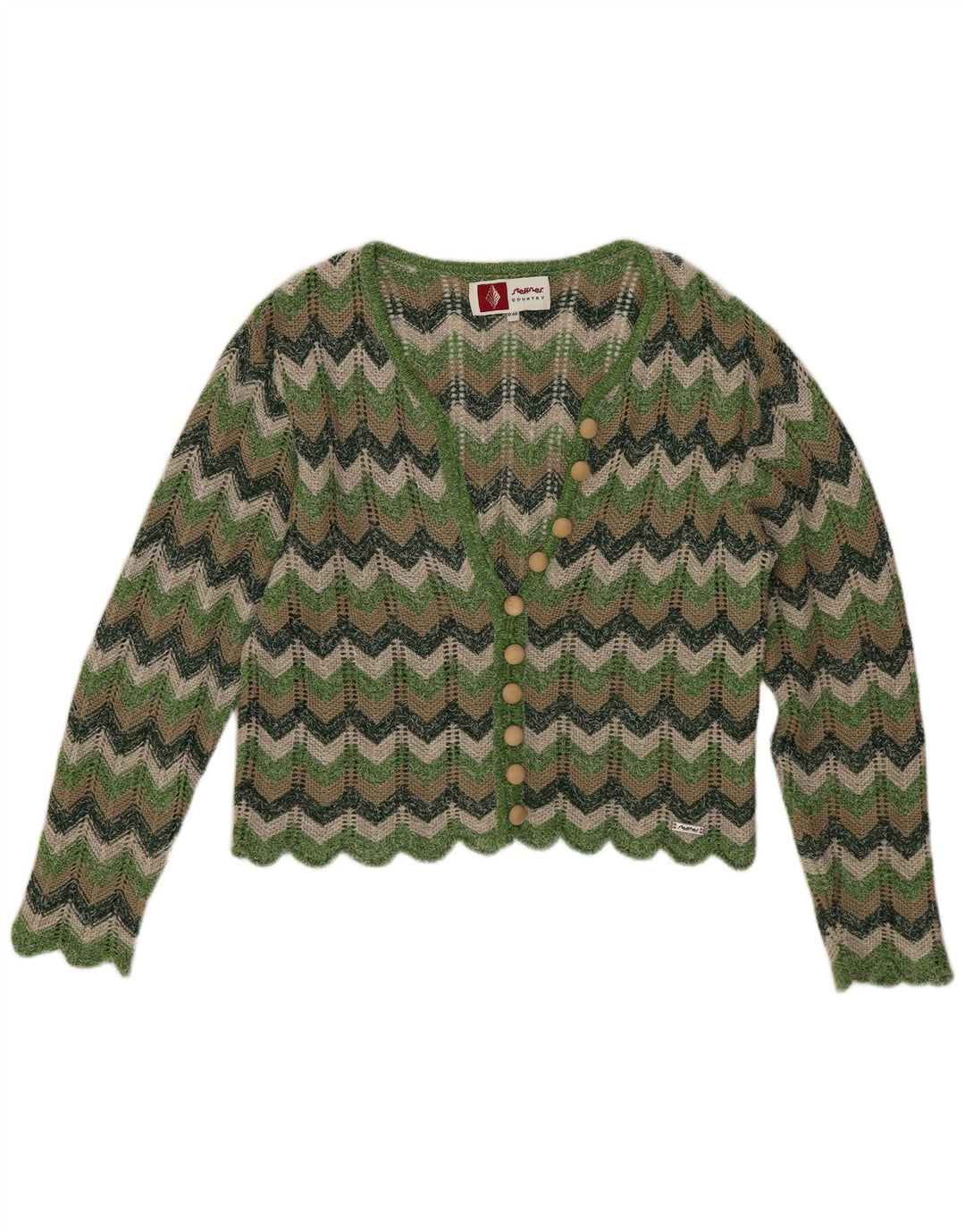 Steffner Suéter feminino cropped cardigan UE 40 médio verde Chevron