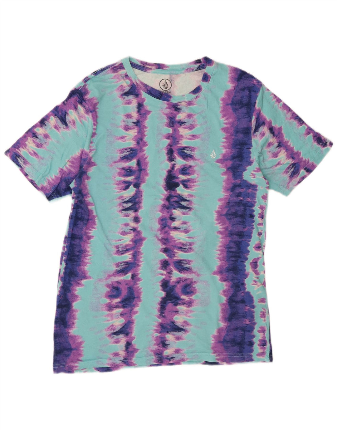 Camiseta masculina VOLCOM pequena de algodão tie-dye multicolorido