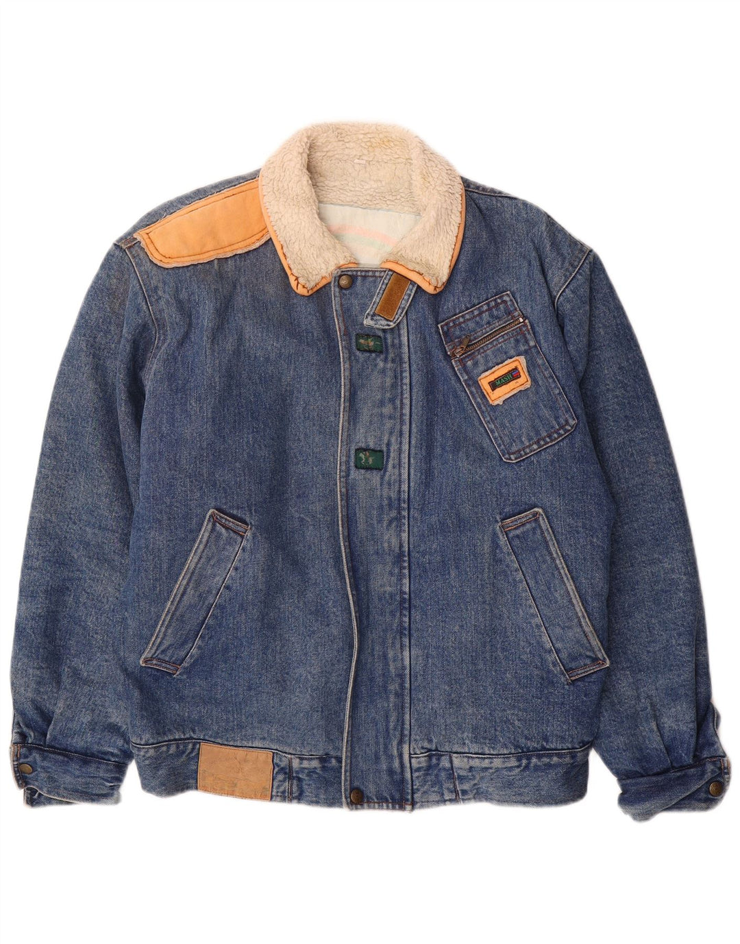 Jaqueta jeans masculina Mash Sherpa Reino Unido 40 grande algodão azul