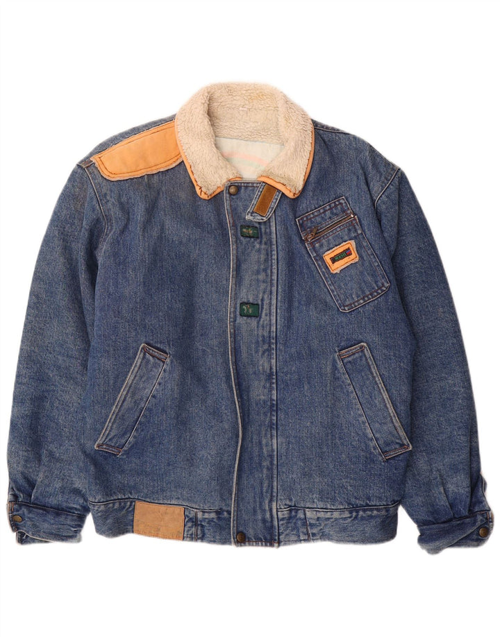 Jaqueta jeans masculina Mash Sherpa Reino Unido 40 grande algodão azul