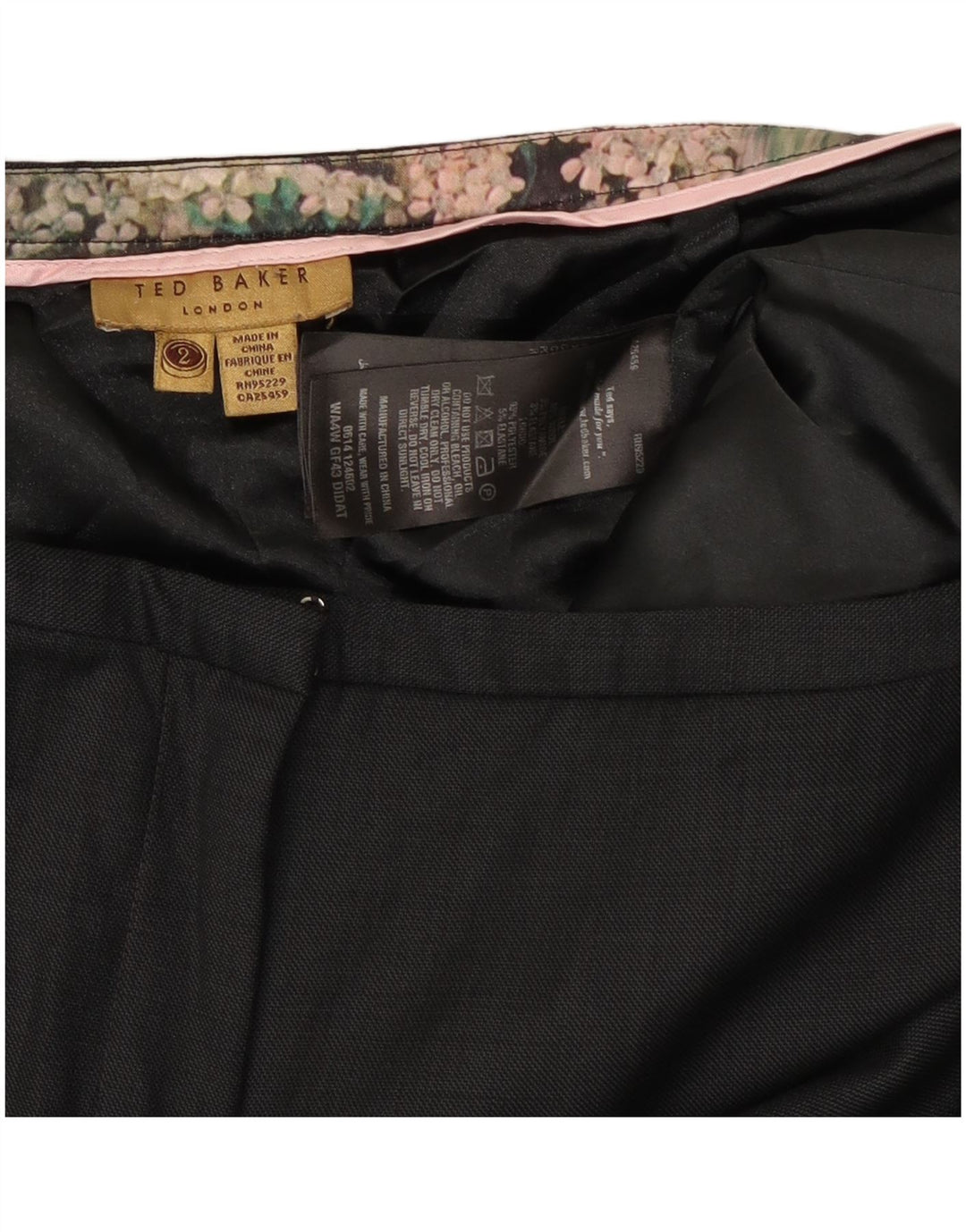 Calça de terno slim feminina Ted Baker tamanho 2 pequeno W30 L28 lã preta