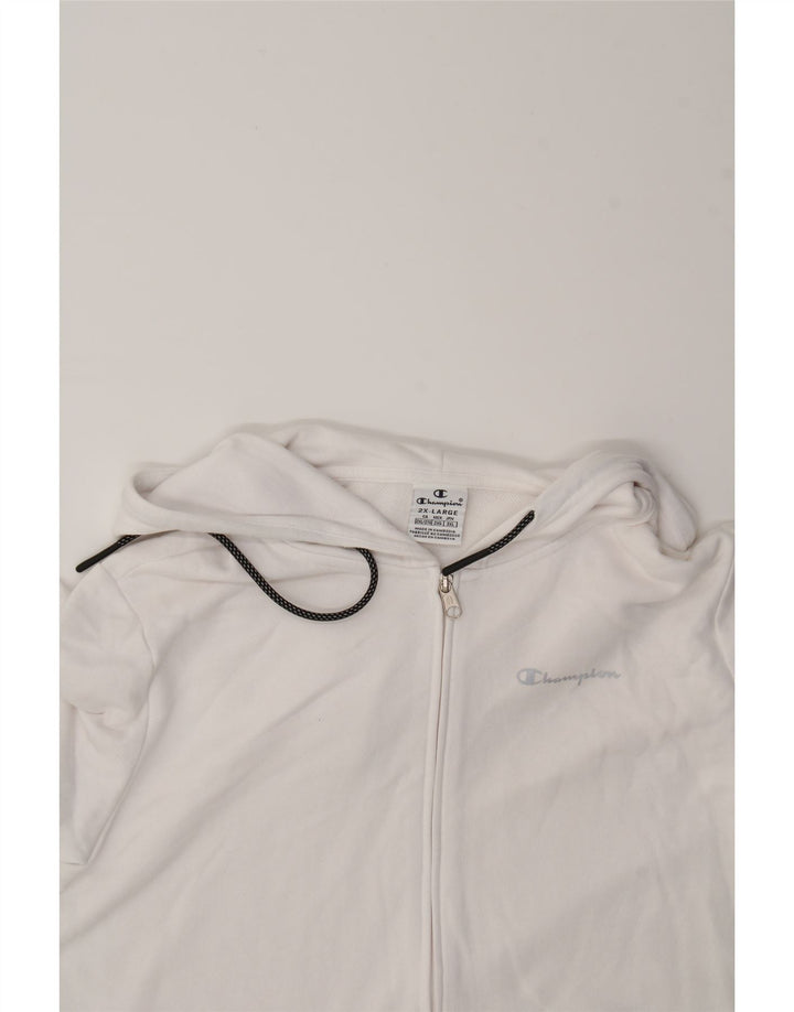 CHAMPION Womens Graphic Zip Hoodie Sweater UK 20 2XL White Cotton Vintage Champion and Second-Hand Champion from Messina Hembry 