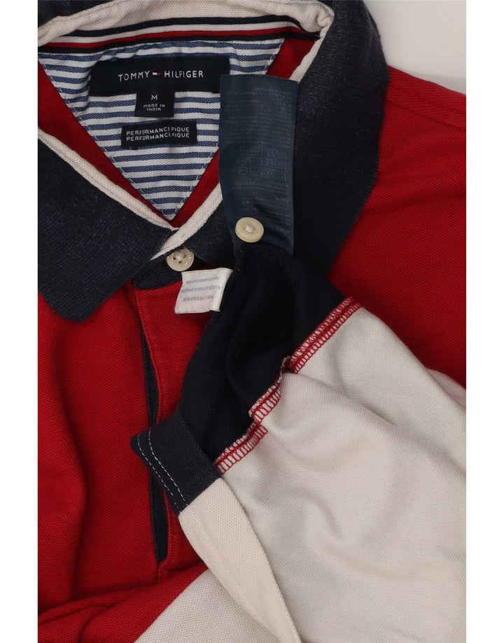Camisa polo masculina Tommy Hilfiger médio vermelho algodão colorblock