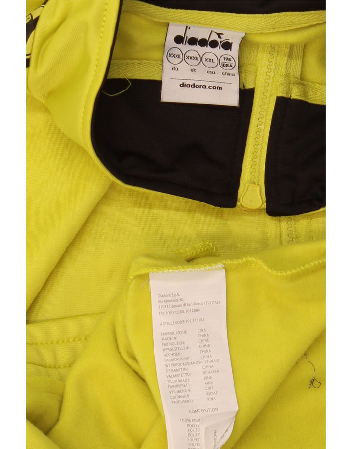DIADORA Mens Graphic Tracksuit Top Jacket 3XL Amarelo Colorblock Poliéster