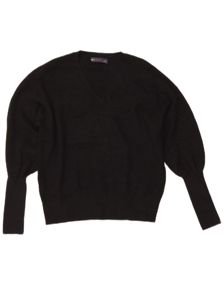 MARKS & SPENCER Suéter feminino curto com decote em V Reino Unido 10 pequeno preto