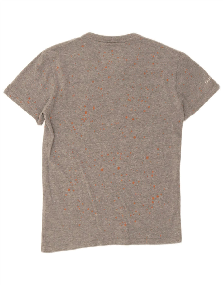 Superdry camiseta masculina gráfica top pequeno algodão manchado cinza